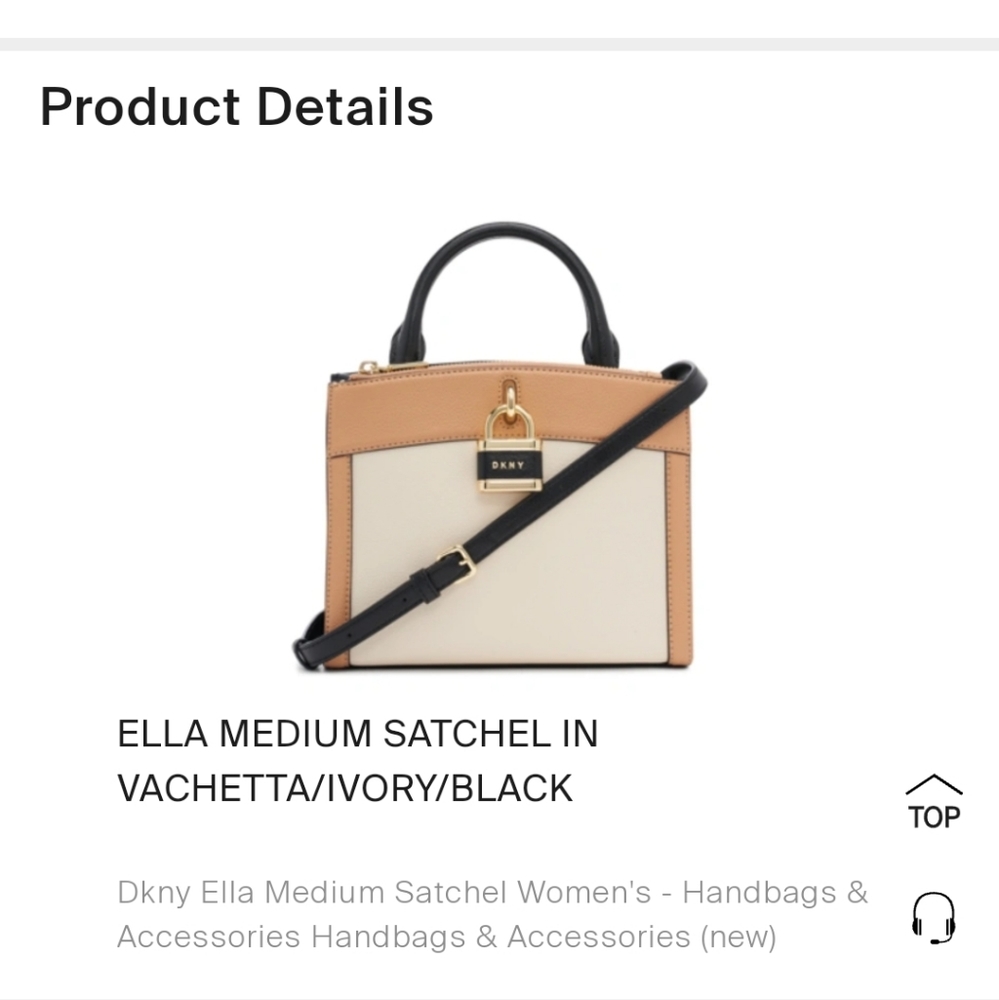 DKNY -  HANDBAG- NEW WITH TAGS-  in the Ella style: gold lock in  ivory/black